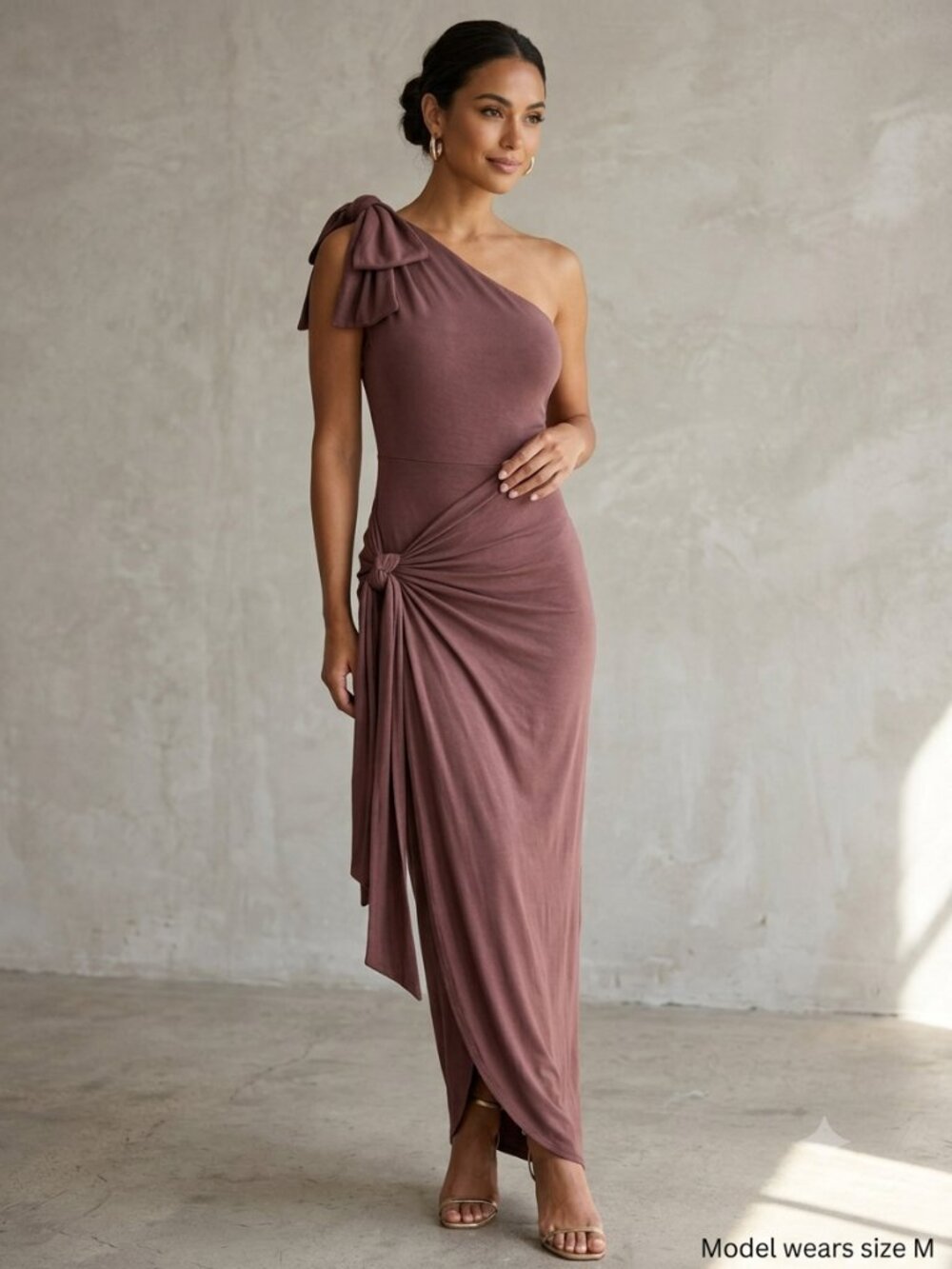 NWT JLUXLABEL Chocolate Side Tie Dress (M)